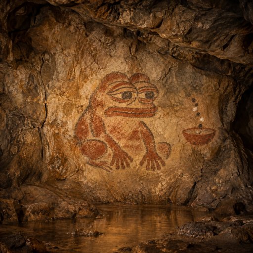 Pepe catches public chain signals in a small earthen bowl.