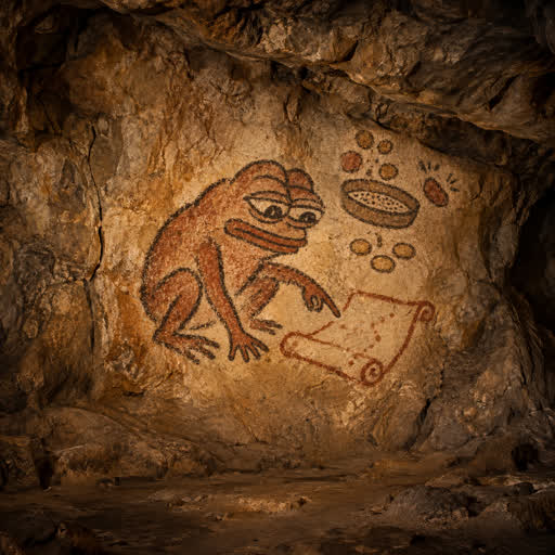 Pepe Sieves the Scroll: Pepe sieves flawed pebbles from sound ones before trusting a scroll.