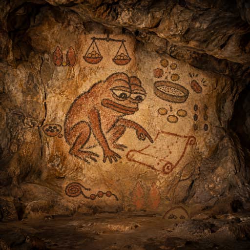 A pod of ochre seeds reminds Pepe that every smallest token unit counts.